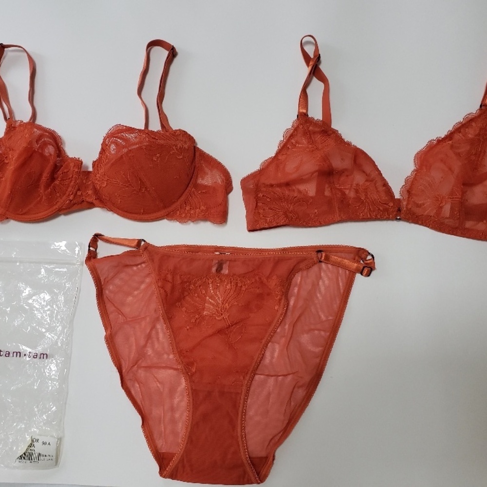 Princesse Tam Tam French Lingerie 3 piece set:u/w bra, triangle soft bra & panty